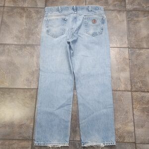Vintage Y2K Carhartt Men's 38x30 Distressed Denim Blue Jeans 2002 Made in USA